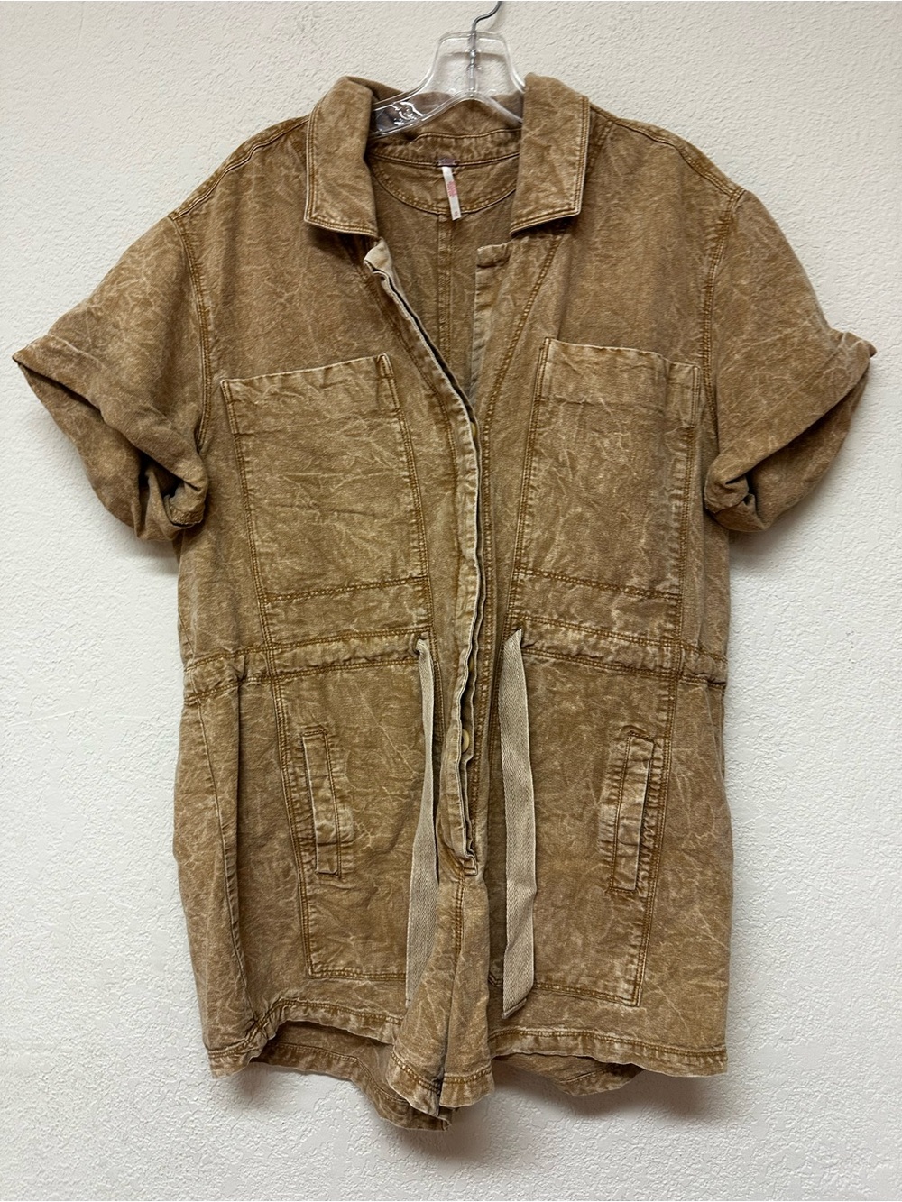 Free People Rhrodes Chico Rustic Mustard Short Sleeve Romper size S - Picture 2 of 4